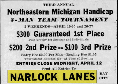 Washington Lanes (Narlock Lanes) - Apr 6 1952 Ad